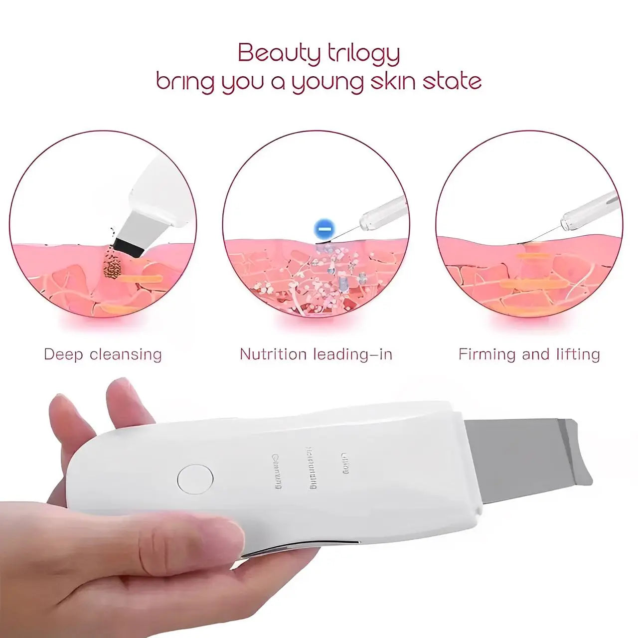 Peeling Ultrassônico Limpador Facial Anti-rugas Sonic Skin Ionização Portátil / Produto de Beleza
