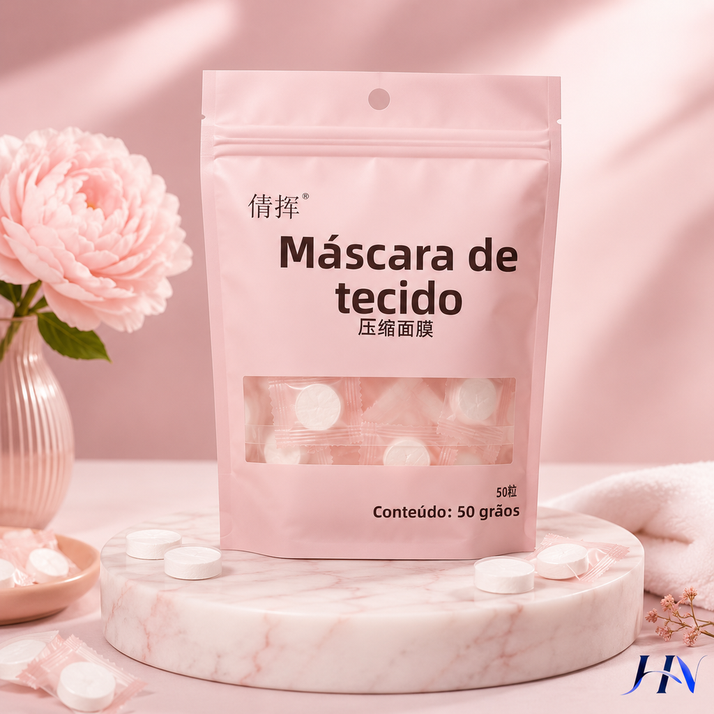 Máscaras Faciais Comprimidas de Algodão para Skincare DIY – Kit 20/50/100 Unidades