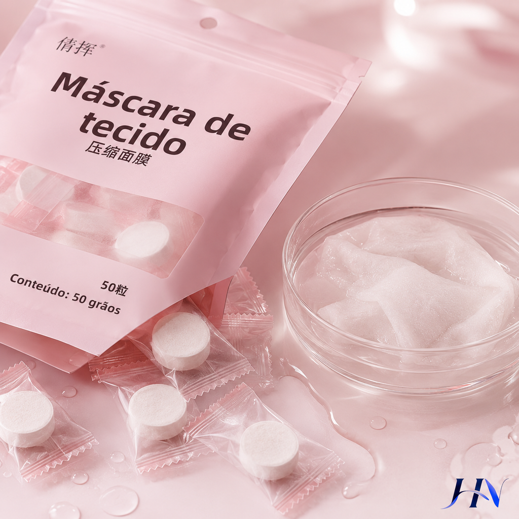 Máscaras Faciais Comprimidas de Algodão para Skincare DIY – Kit 20/50/100 Unidades