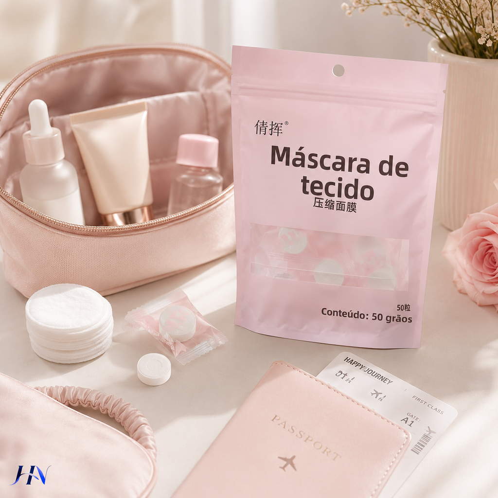 Máscaras Faciais Comprimidas de Algodão para Skincare DIY – Kit 20/50/100 Unidades