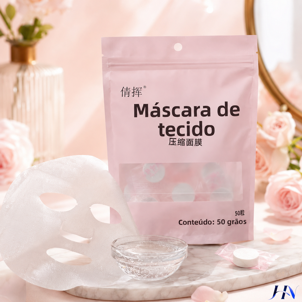 Máscaras Faciais Comprimidas de Algodão para Skincare DIY – Kit 20/50/100 Unidades