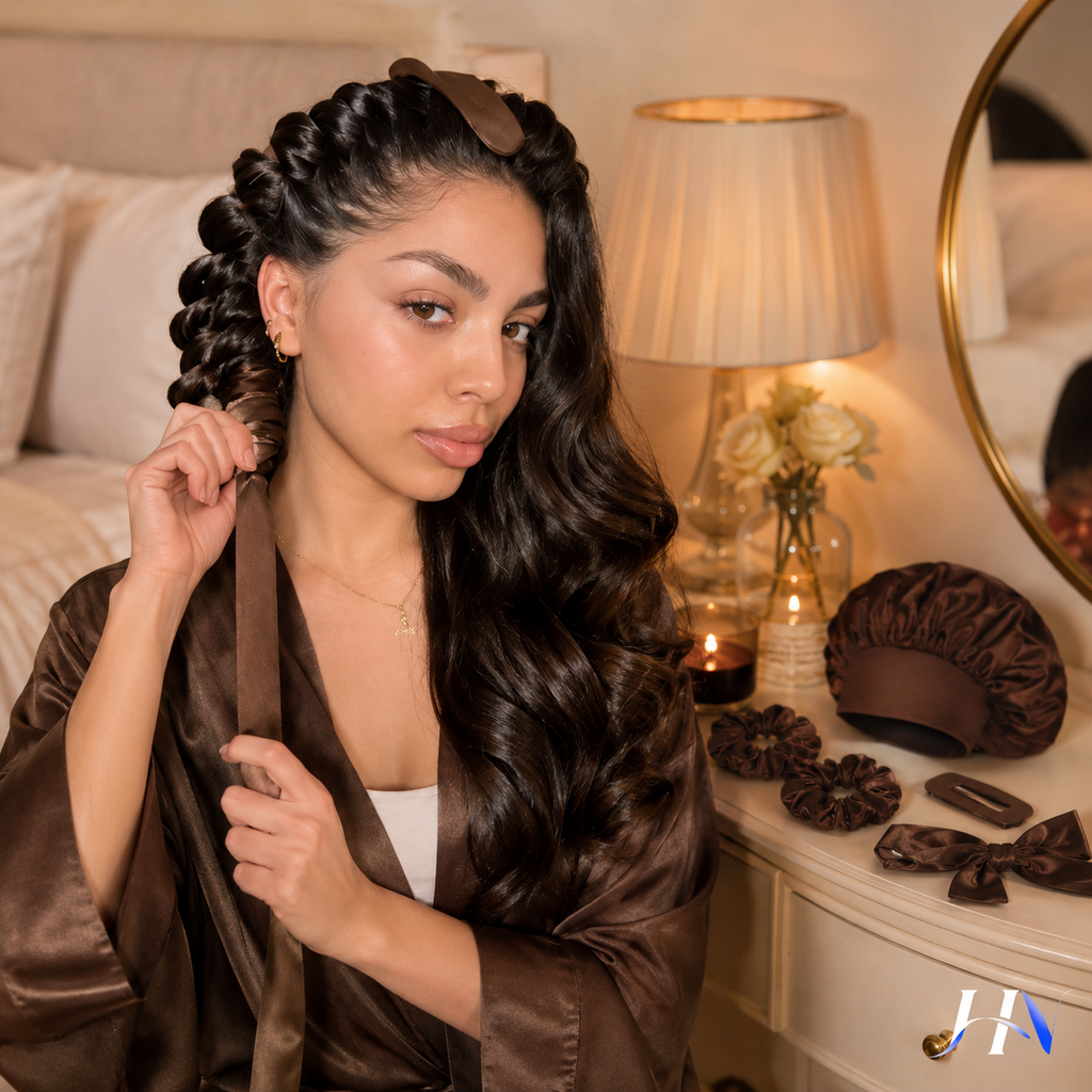 Faixa Modeladora de Cachos Sem Calor com Presilha e Elásticos – Kit para Dormir
