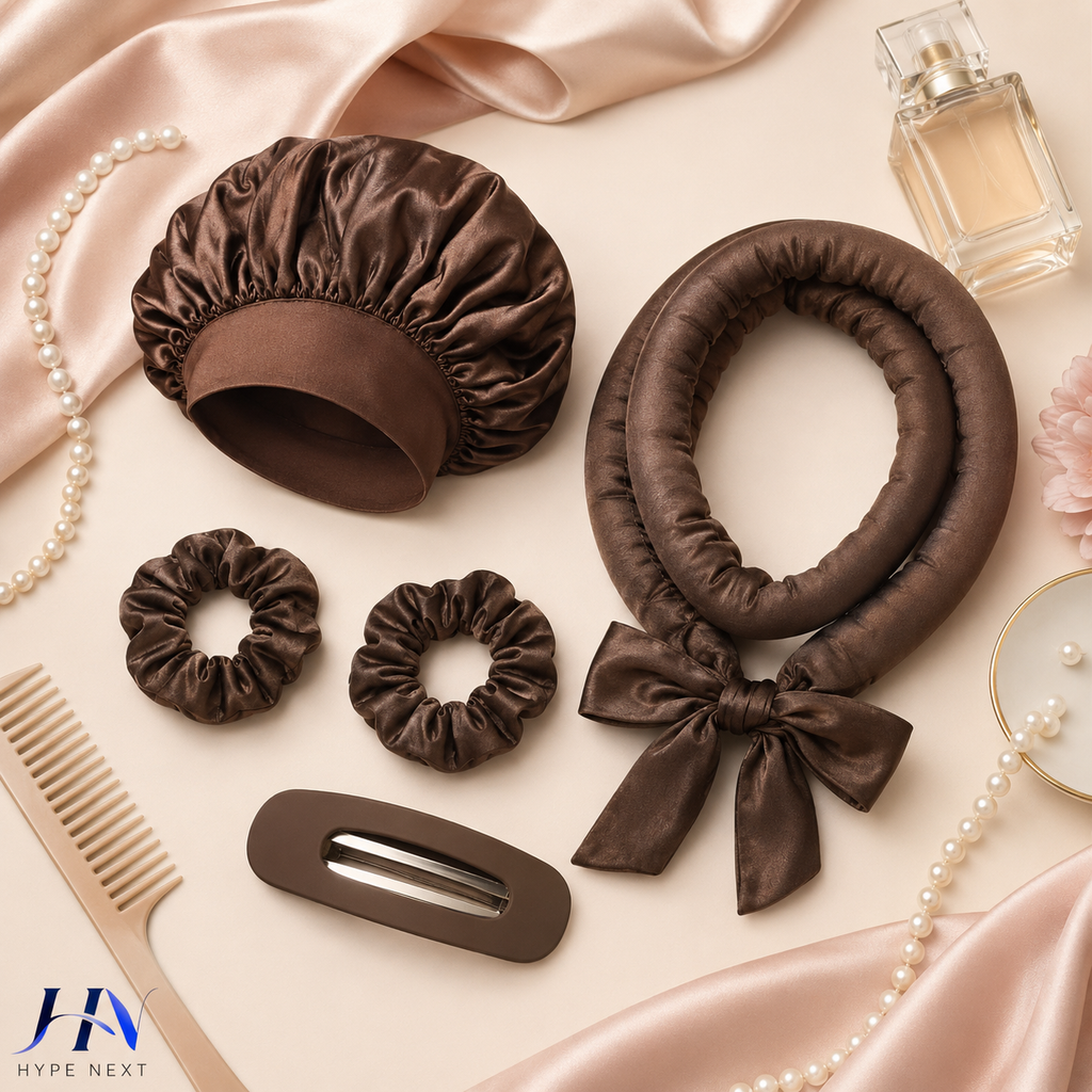 Faixa Modeladora de Cachos Sem Calor com Presilha e Elásticos – Kit para Dormir