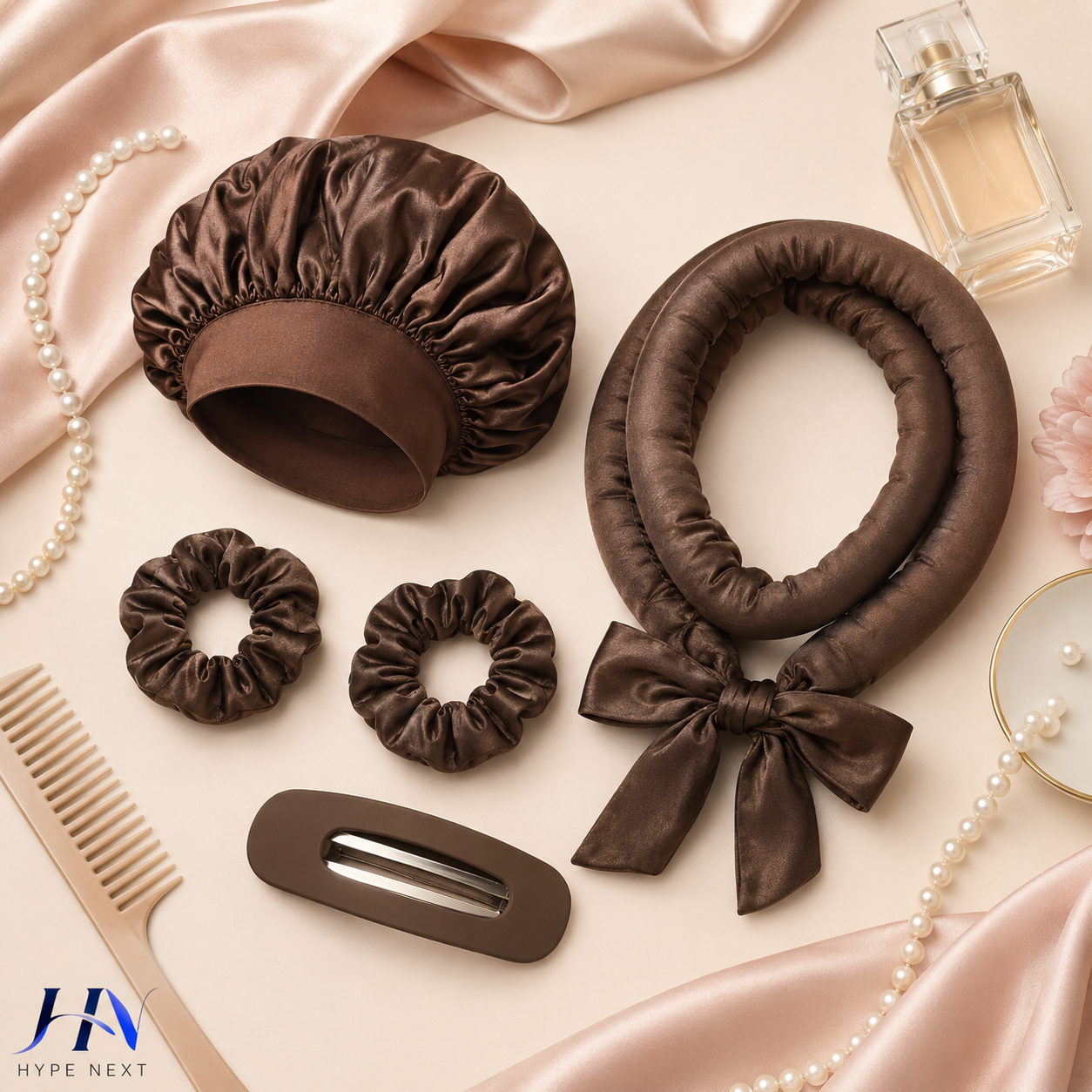 Faixa Modeladora de Cachos Sem Calor com Presilha e Elásticos – Kit para Dormir