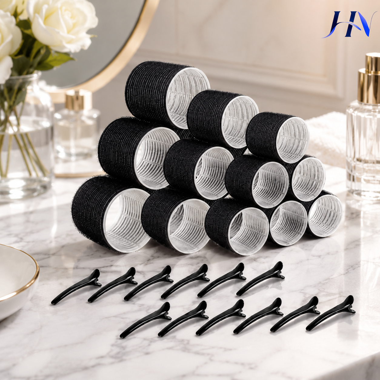 Kit 30 Peças Bobes Autogrip Sem Calor com Presilhas para Modelar o Cabelo