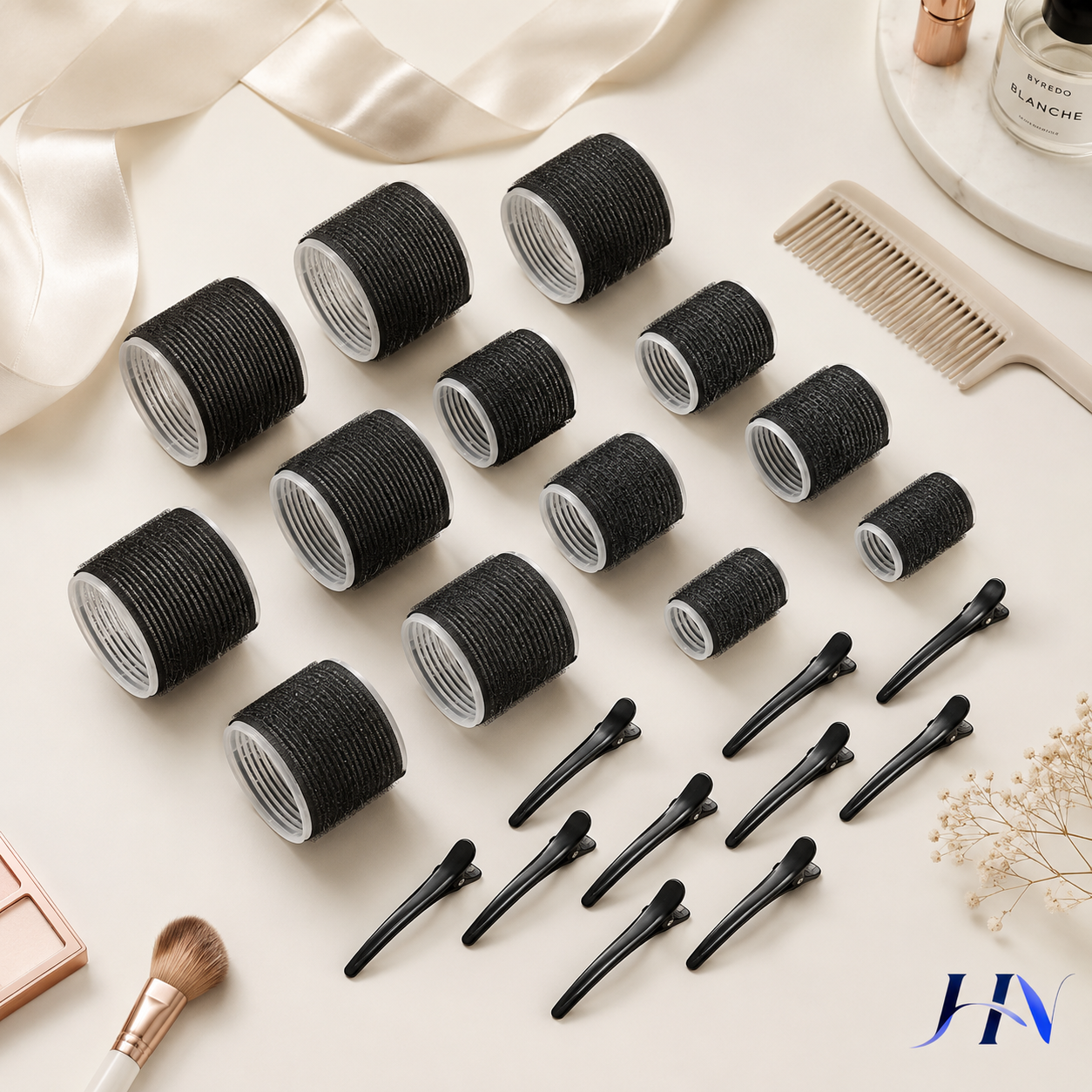 Kit 30 Peças Bobes Autogrip Sem Calor com Presilhas para Modelar o Cabelo
