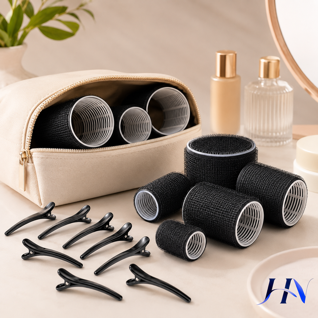 Kit 30 Peças Bobes Autogrip Sem Calor com Presilhas para Modelar o Cabelo