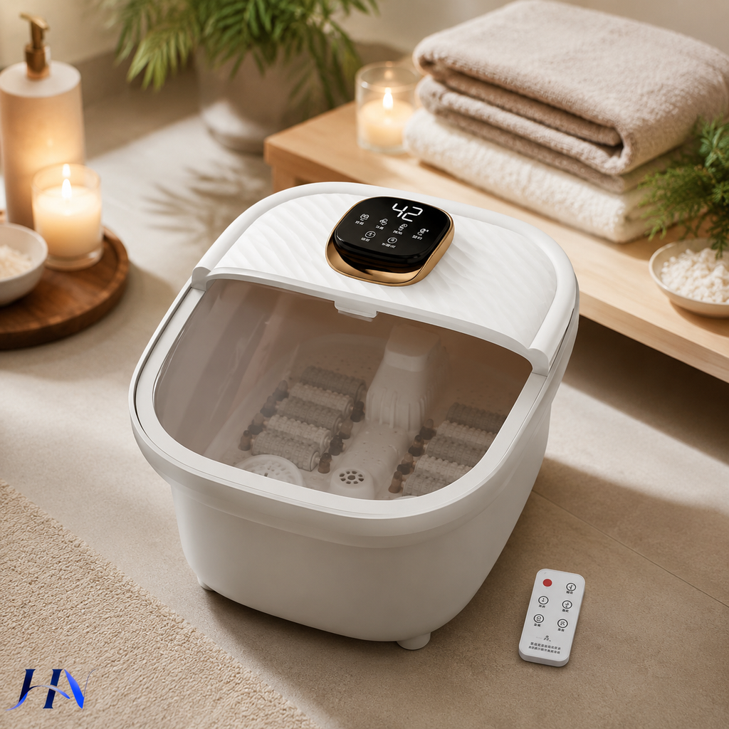Spa Elétrico para os Pés Dobrável com Aquecimento, Massagem e Controle de Temperatura