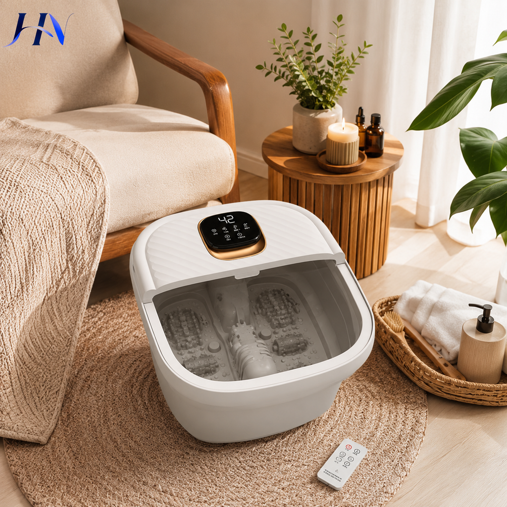 Spa Elétrico para os Pés Dobrável com Aquecimento, Massagem e Controle de Temperatura