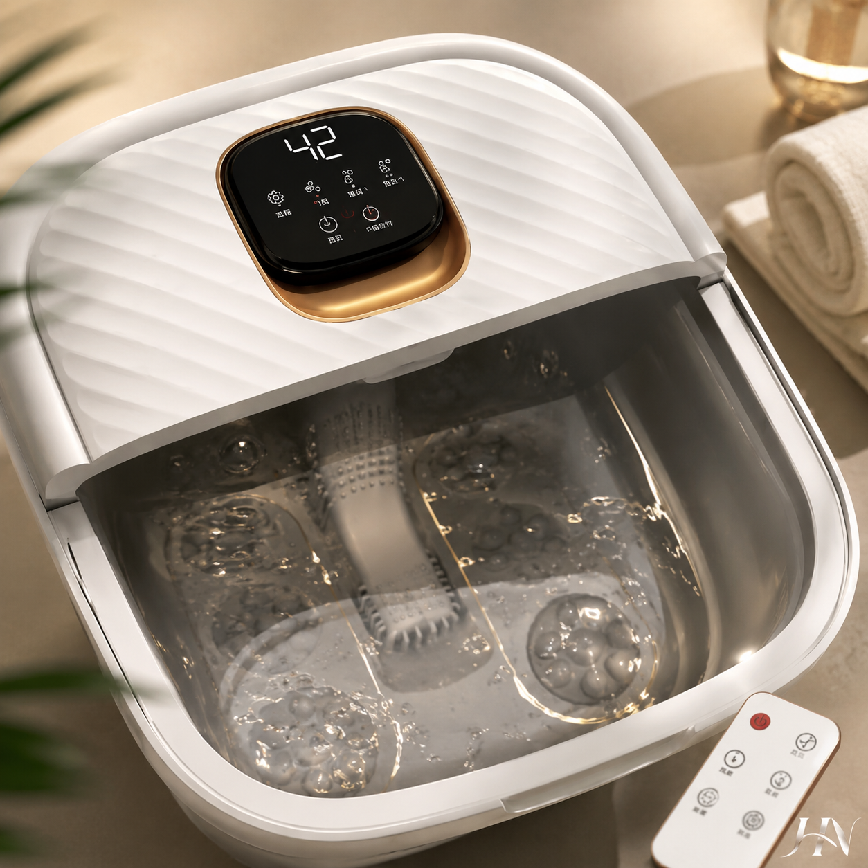 Spa Elétrico para os Pés Dobrável com Aquecimento, Massagem e Controle de Temperatura