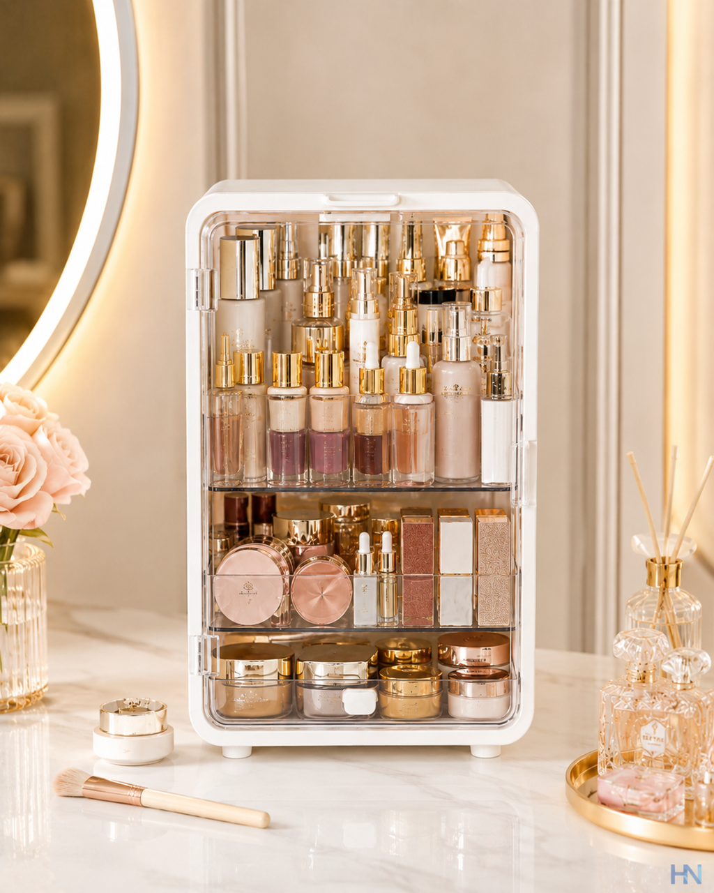 Organizador Premium de Maquiagens Luxury Vanity – Caixa Porta-Cosméticos com Grande Capacidade