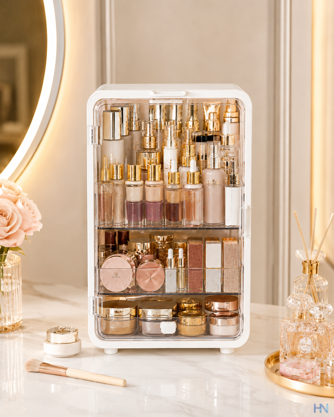 Organizador Premium de Maquiagens Luxury Vanity – Caixa Porta-Cosméticos com Grande Capacidade
