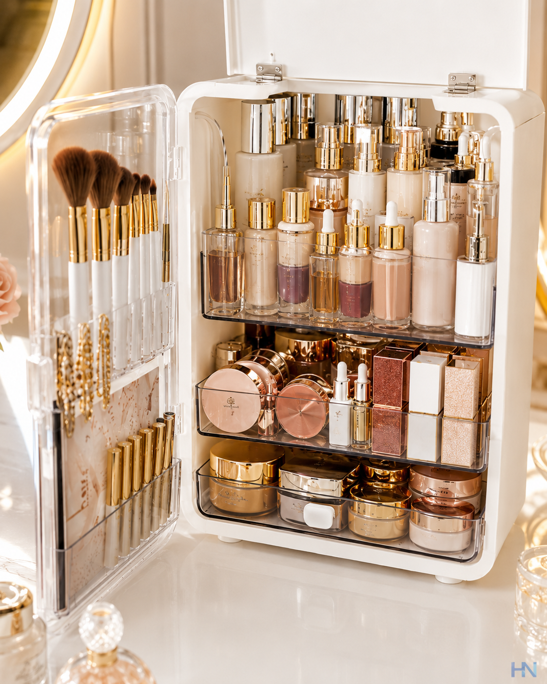Organizador Premium de Maquiagens Luxury Vanity – Caixa Porta-Cosméticos com Grande Capacidade