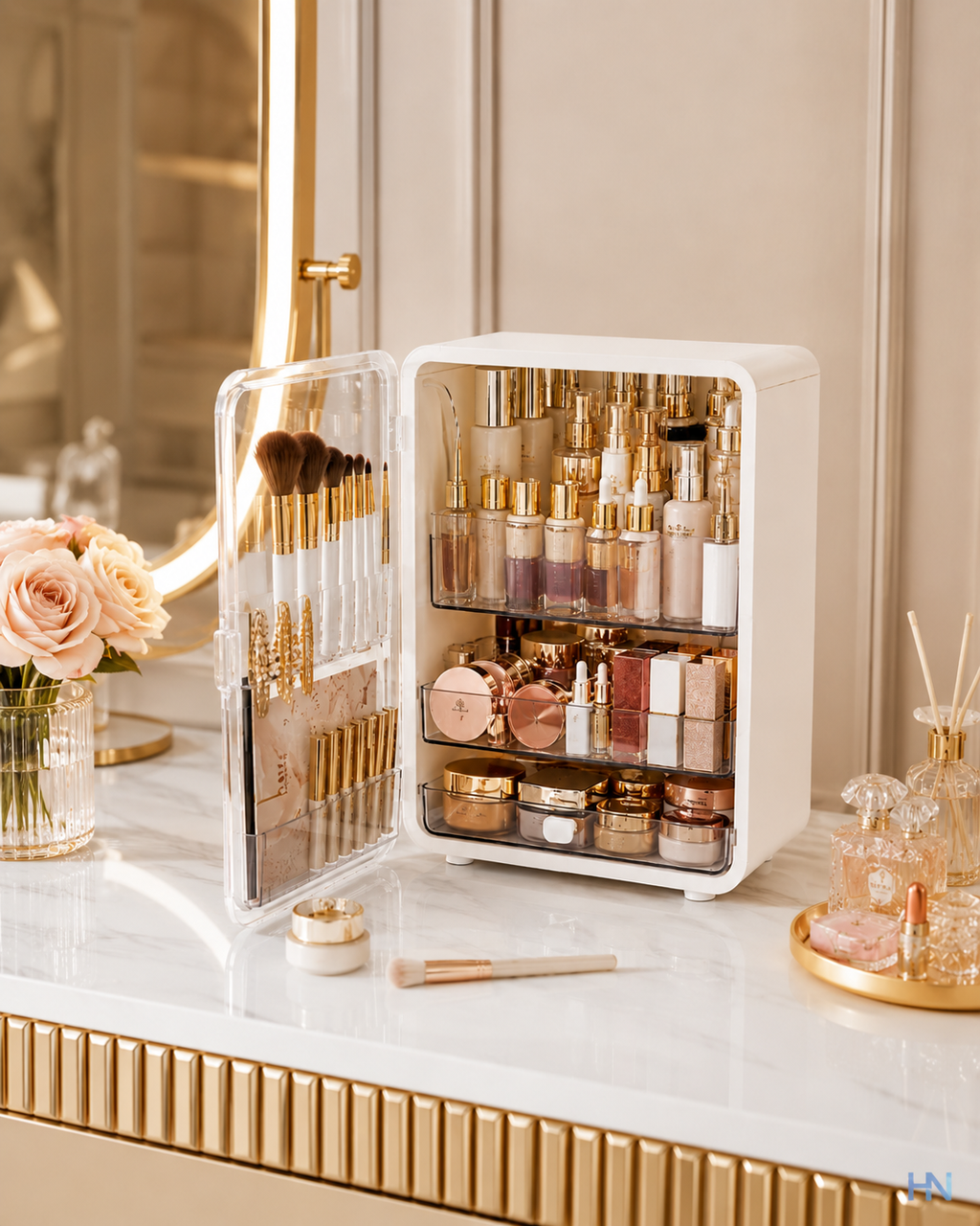 Organizador Premium de Maquiagens Luxury Vanity – Caixa Porta-Cosméticos com Grande Capacidade
