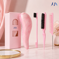 Kit Profissional Slick Hair 4 Peças – Escovas e Pentes para Acabamento Perfeito