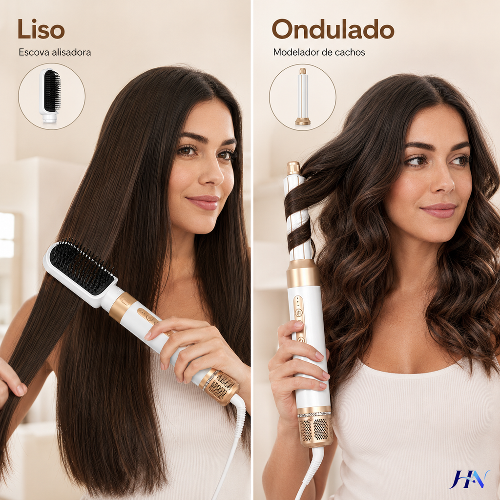Modelador de Cabelo Profissional 7 em 1 Ionic Pro – Secador, Escova e Finalizador Multifuncional