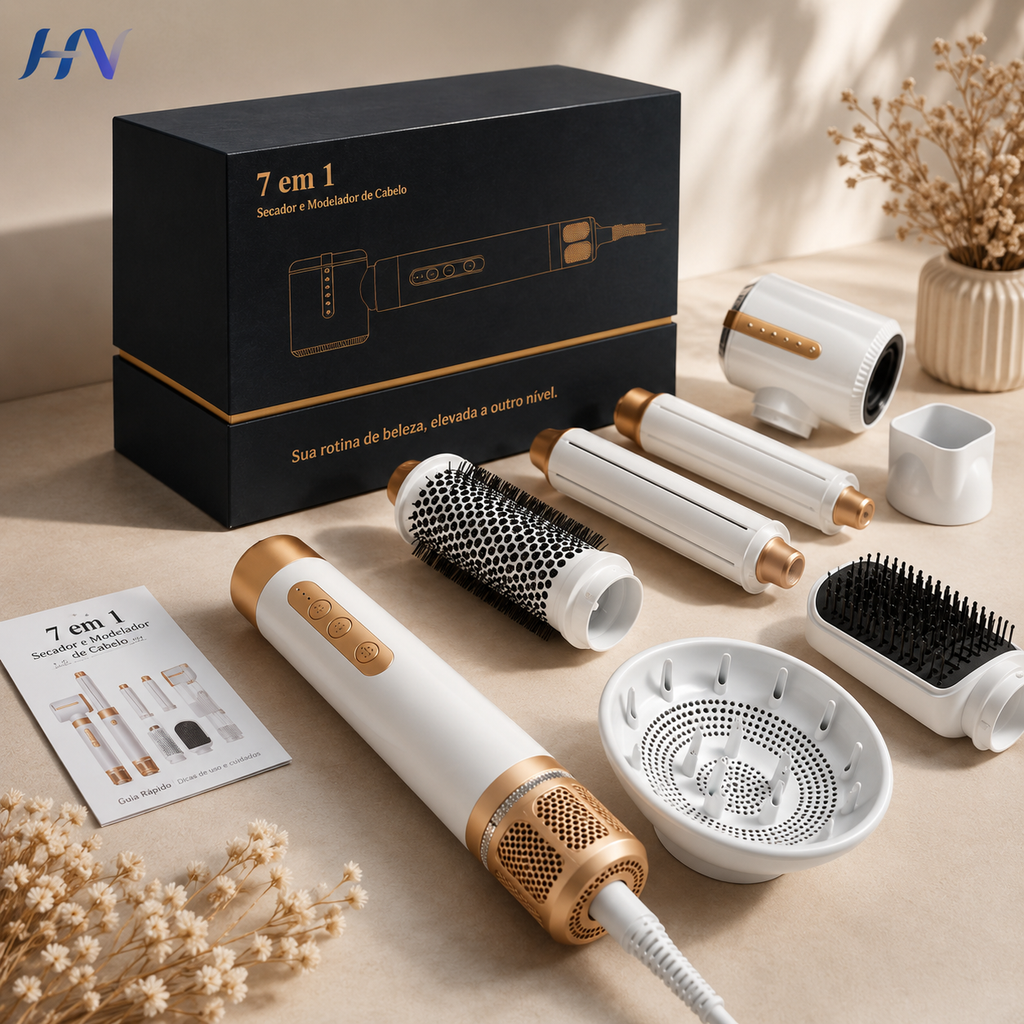 Modelador de Cabelo Profissional 7 em 1 Ionic Pro – Secador, Escova e Finalizador Multifuncional