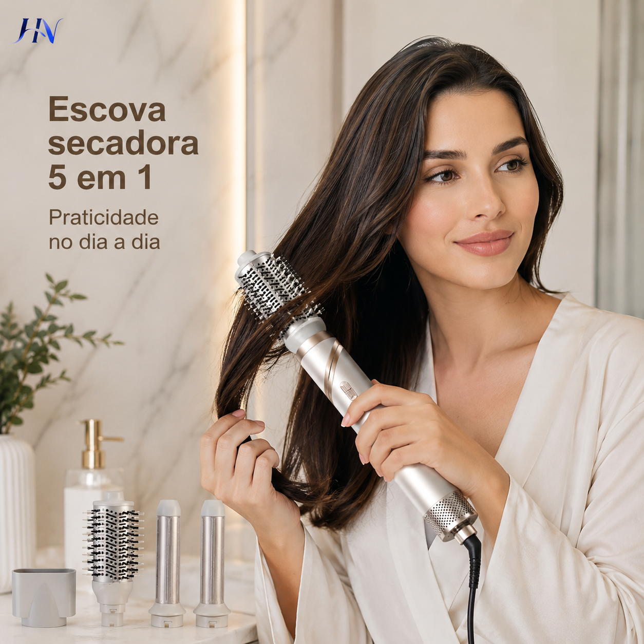 Secador Modelador 5 em 1 AirStyle Pro – Íons Negativos, Cabo Dobrável e Acessórios Multifuncionais