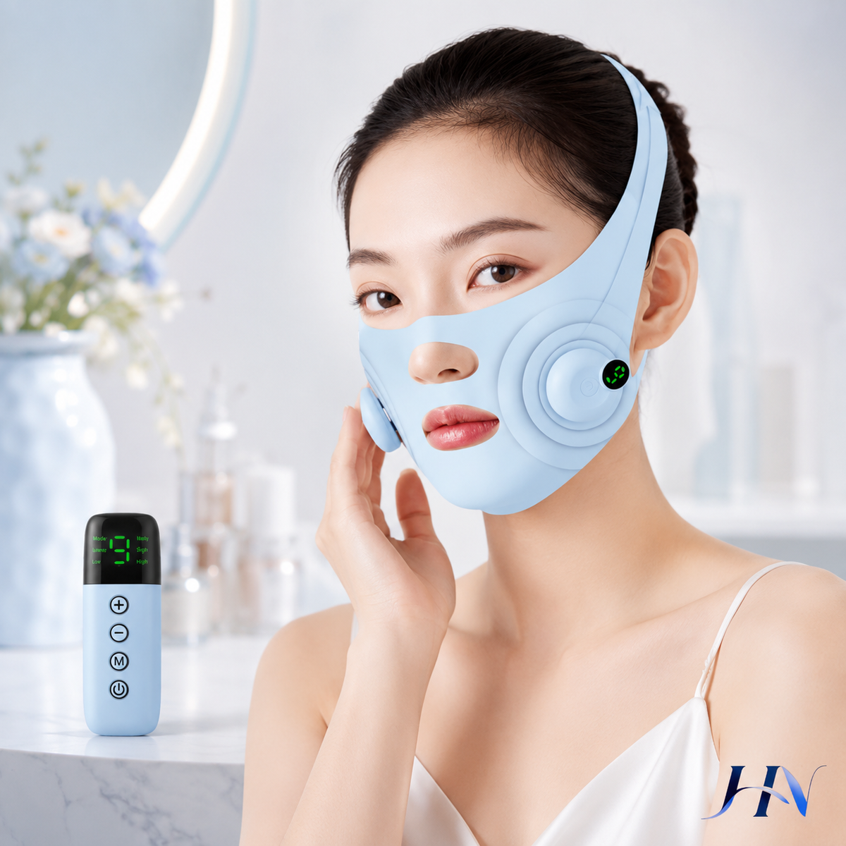 Massageador Facial V-Line EMS Recarregável para Contorno do Rosto e Pescoço