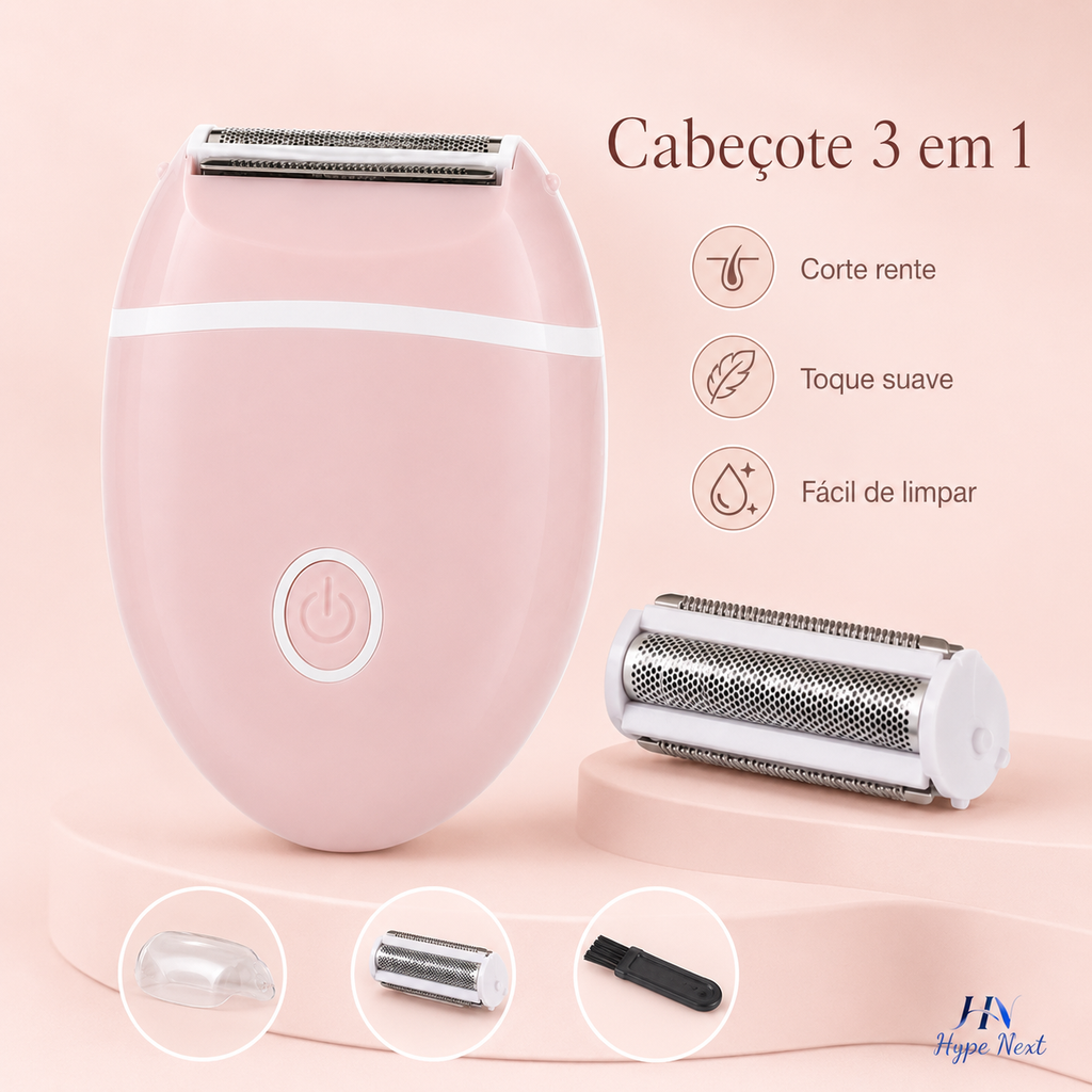 Depilador Elétrico Feminino DearBeauty 3 em 1 – Aparador Corporal para Rosto, Axilas e Área Íntima