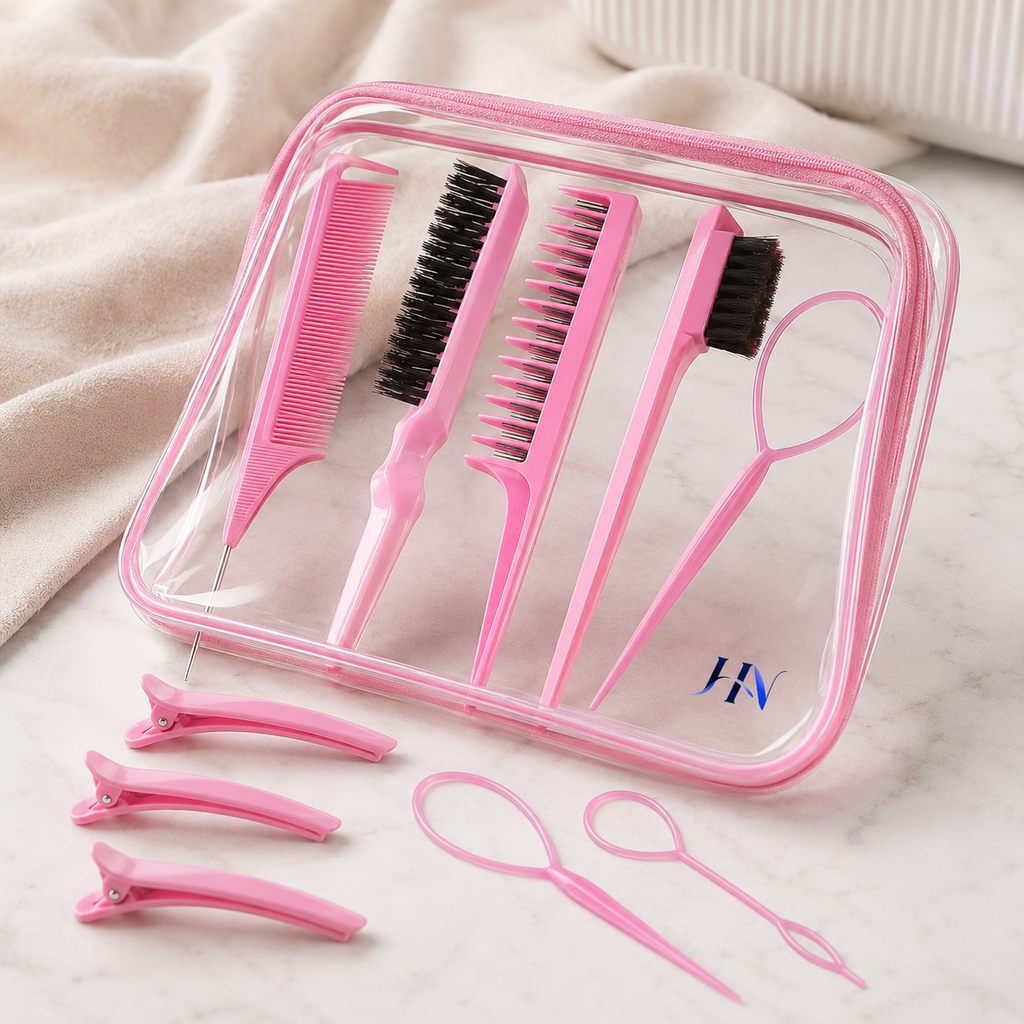 Kit Profissional Hair Styling Pro – Pentes, Escova de Volume, Baby Hair e Presilhas para Penteados