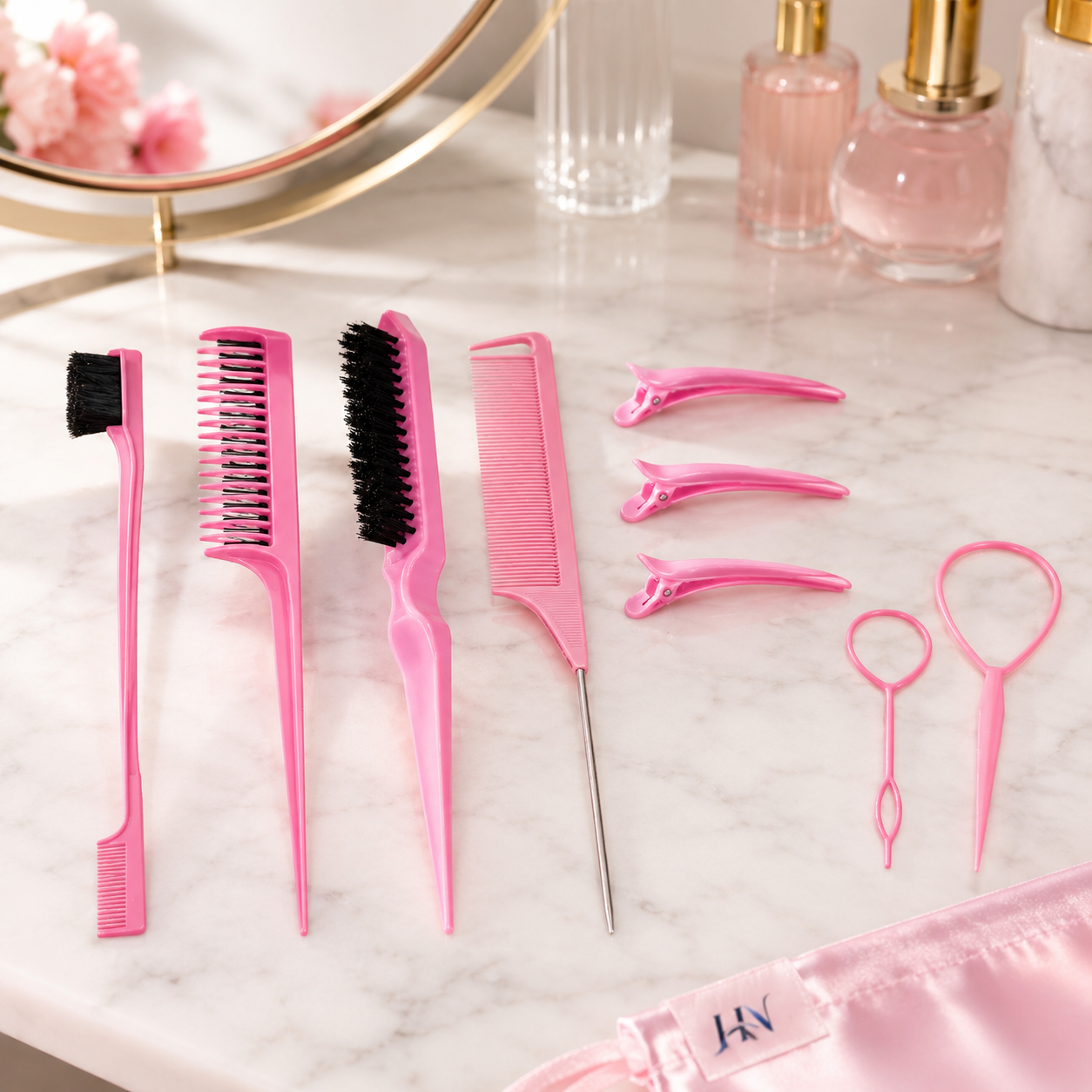 Kit Profissional Hair Styling Pro – Pentes, Escova de Volume, Baby Hair e Presilhas para Penteados