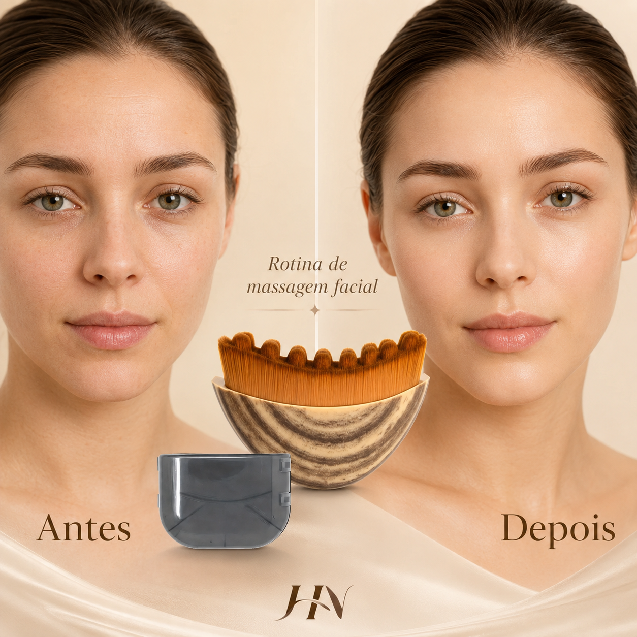 Escova Facial Esculpidora LymphGlow – Massageador de Madeira para Drenagem e Contorno Facial
