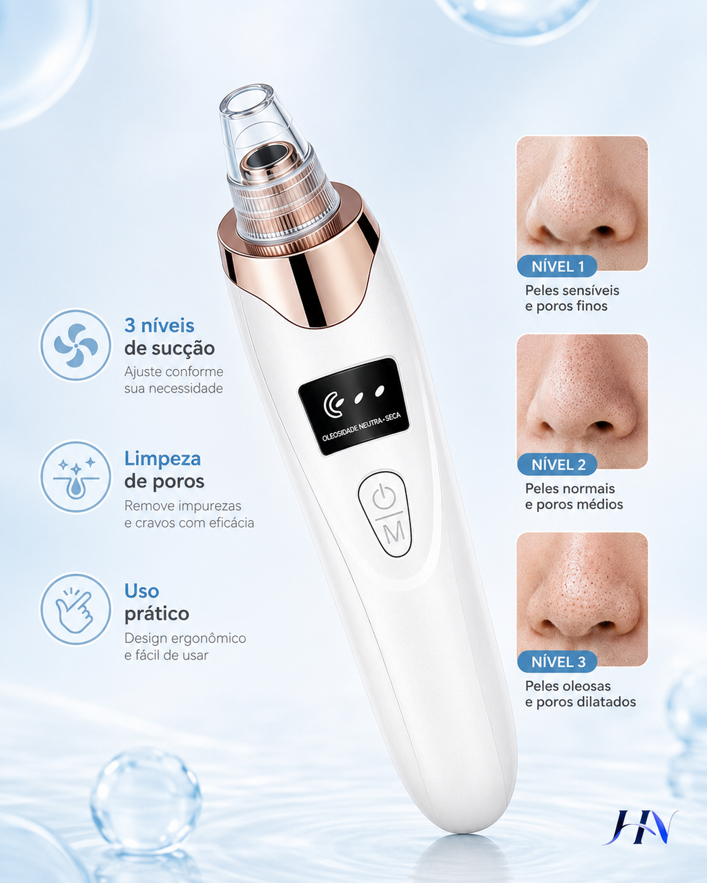 Removedor de Cravos SkinClear Pro – Limpador Facial de Poros para Limpeza Profunda