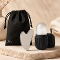 Kit Facial Ice Glow Gua Sha – Roller Gelado e Massageador Inox para Skincare Premium