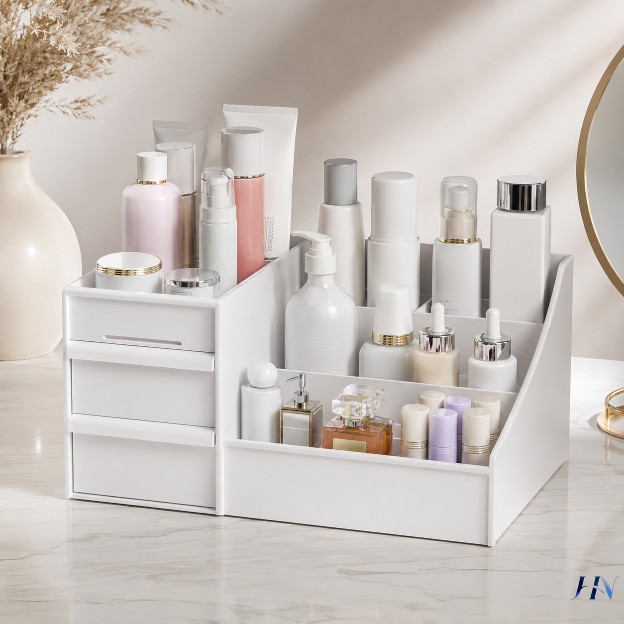 Organizador de Maquiagem Premium Beauty Drawer – Caixa com Gaveta para Cosméticos, Joias e Skincare