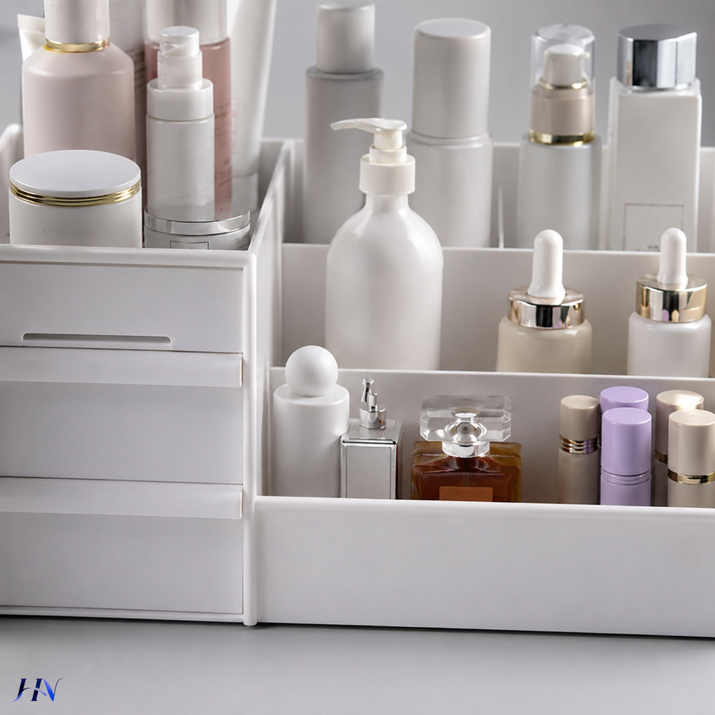 Organizador de Maquiagem Premium Beauty Drawer – Caixa com Gaveta para Cosméticos, Joias e Skincare