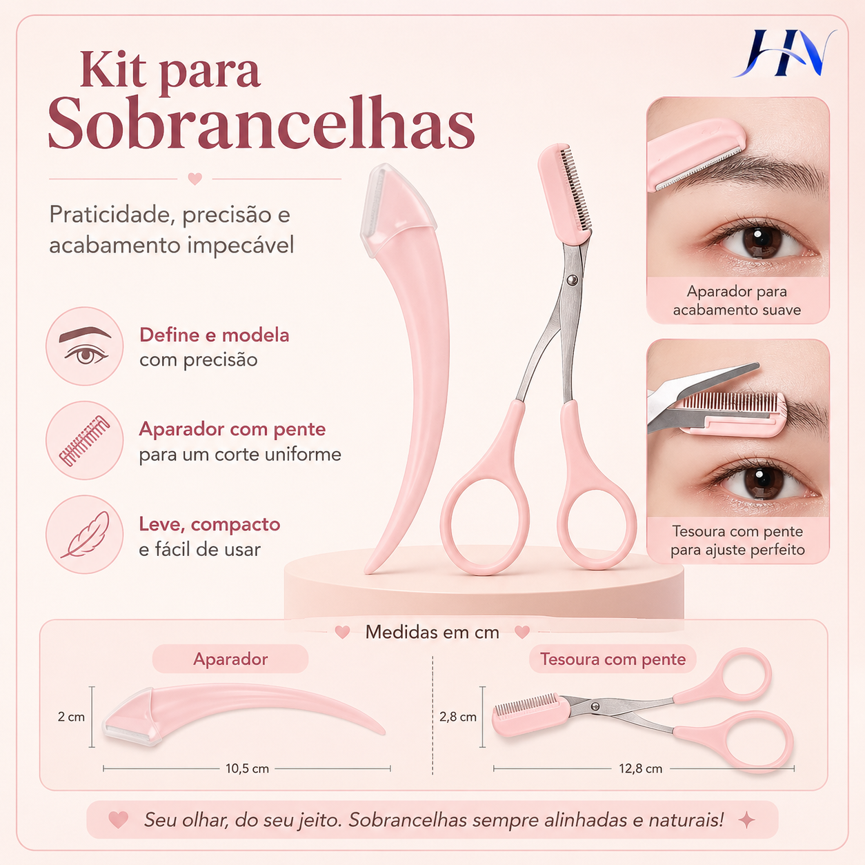 Aparador de Sobrancelhas com Pente e Lâmina de Precisão
