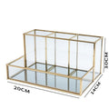 Clear Glass Makeup Organizer Cosmetic Organizer with Golden Covered Edge Jewelry Makeup Container Case Lipstick Organizer