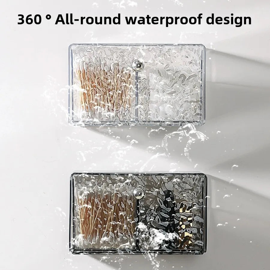 Clear Wall Mounted Bathroom Storage Box, Makeup Organizer, Clear Acrylic Organizers Storage, Cotton Swabs, Cotton Balls