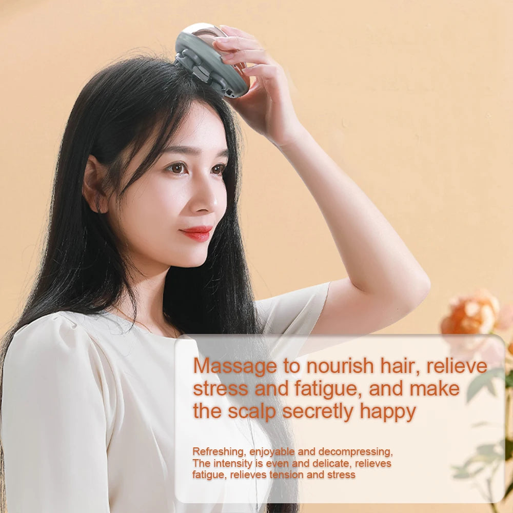 Mini Head Massager Magnetic Rechargeable Kneading Vibration Device 6 Mode for Hair Growth Stress Relax Waterproof Massageador