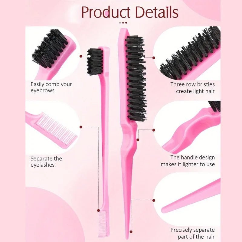 4pcs professional hair styling tool sliding back hair brush mouse tail comb flexible bristles hair hair smoothing salon tools
