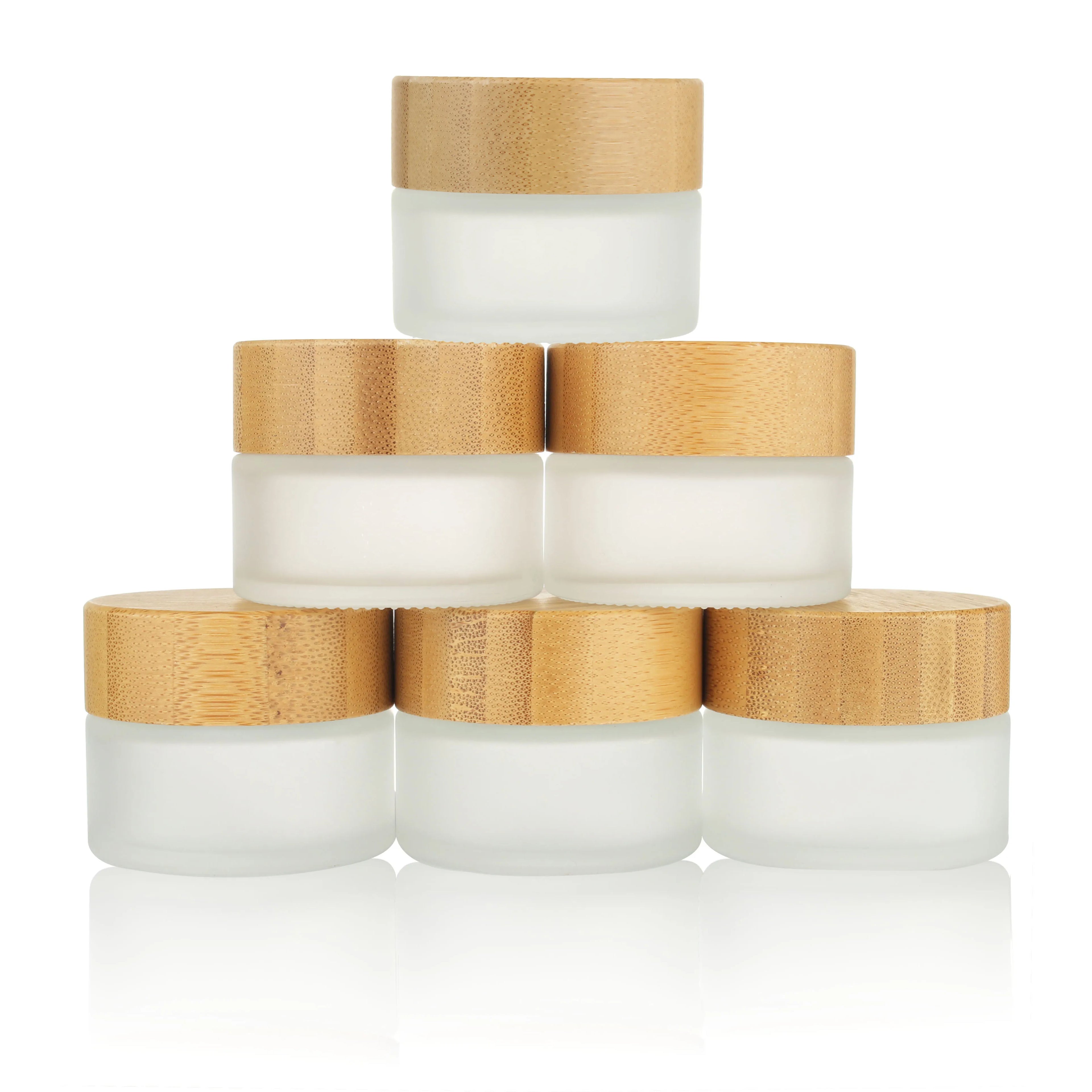 5/30/50/100ML Empty Frosted Glass Cream Jar Bamboo Lid Cosmetic Jars Glass Bottle Perfume jar Container Make Up Travel Wholesale