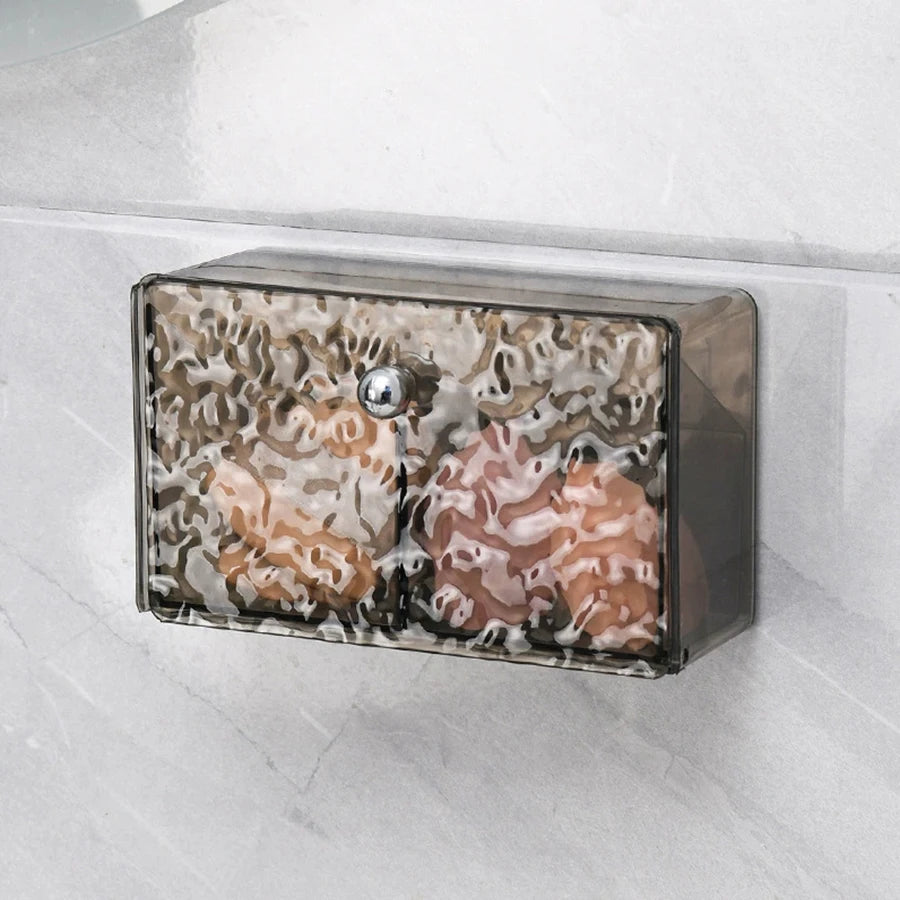 Clear Wall Mounted Bathroom Storage Box, Makeup Organizer, Clear Acrylic Organizers Storage, Cotton Swabs, Cotton Balls