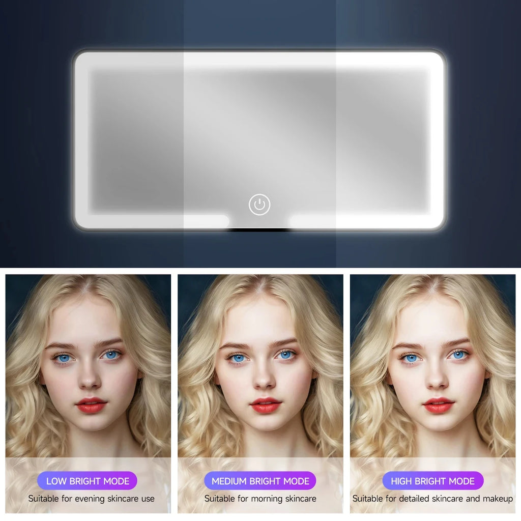 Car Interior Mirrors Sun Visor Plate LED HD Makeup Mirror for Girls Women Rechargeable Fill Light Universal Thin Vanity Mirror