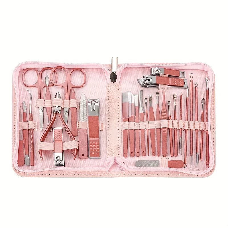 Kit Manicure e Pedicure Premium 30 em 1 RedFlow – Estojo Completo para Unhas e Cuidados Pessoais