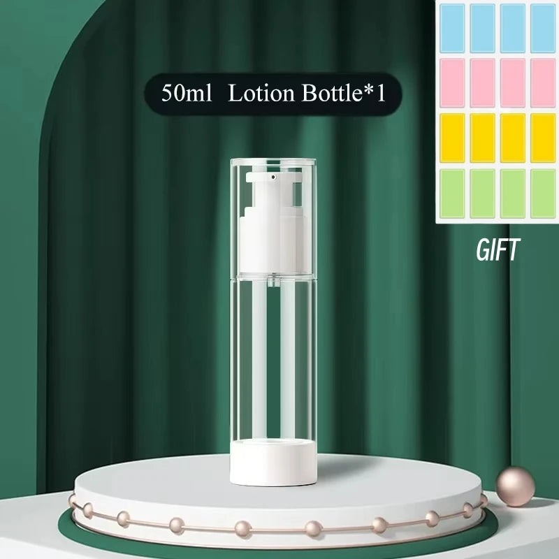 Pote Dosador Airless Premium Refilável – Frasco Acrílico a Vácuo para Cremes, Séruns e Loções