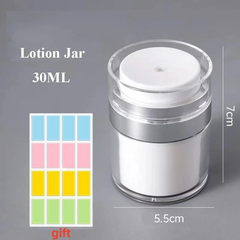 Pote Dosador Airless Premium Refilável – Frasco Acrílico a Vácuo para Cremes, Séruns e Loções