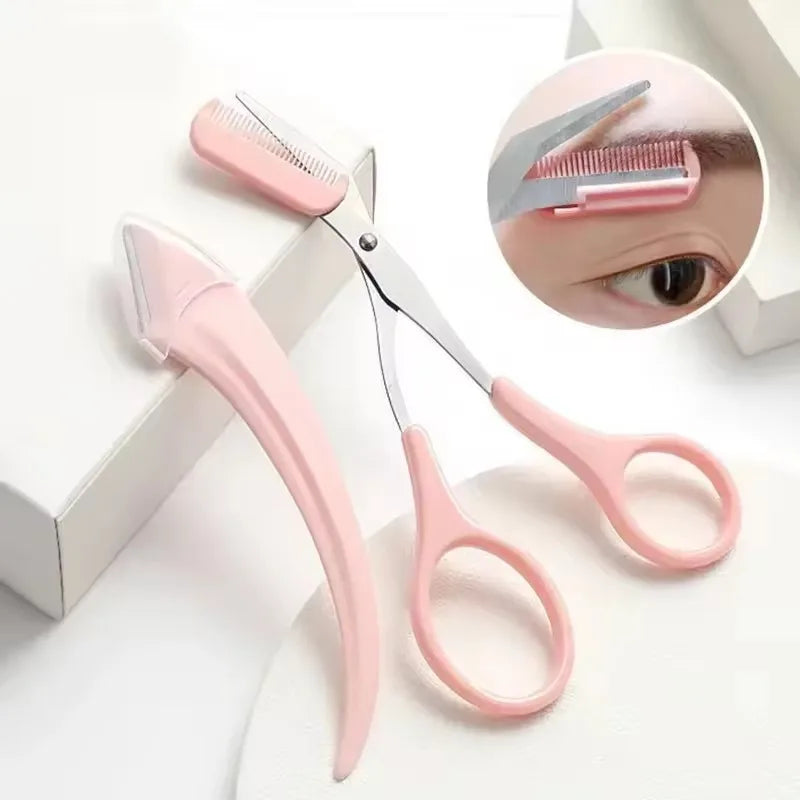 1/2Pcs for Women Eyebrow Scissors with Comb Brow Trimmer Scraper Eyebrow Trimming Knife Eyebrow Face Razor Facial Kit For