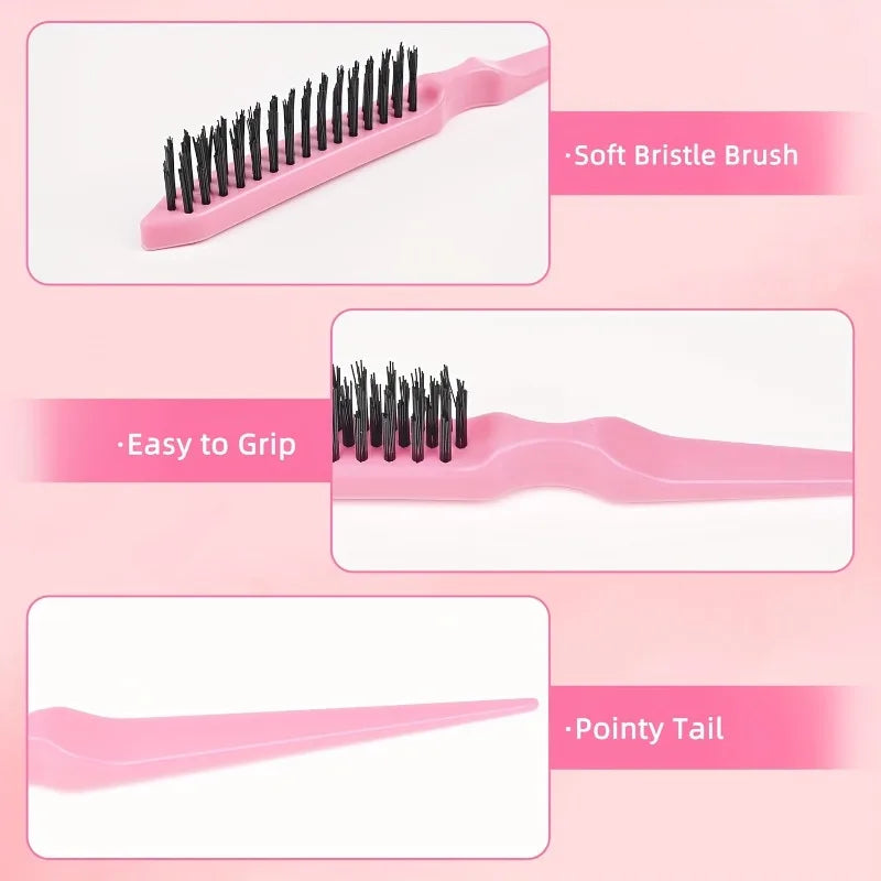 4pcs professional hair styling tool sliding back hair brush mouse tail comb flexible bristles hair hair smoothing salon tools