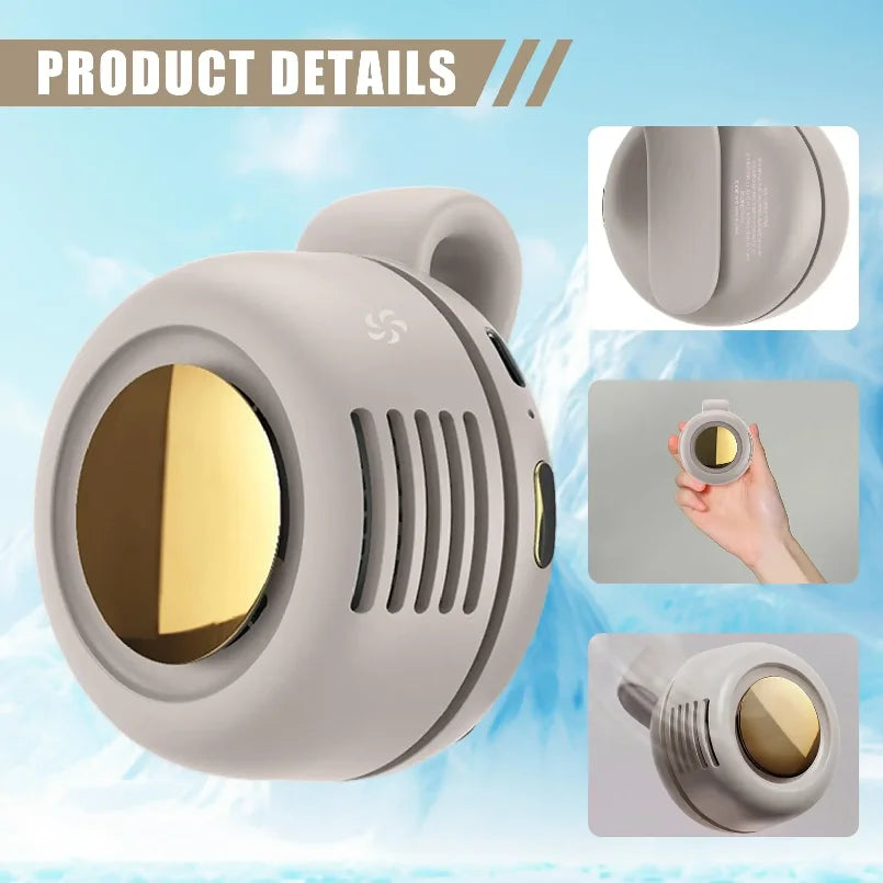 Portable Silent Mini Bladeless Fan Clip on Shirt Waist 3 Speed USB Rechargeable Summer Essential for Outdoor Running Camping
