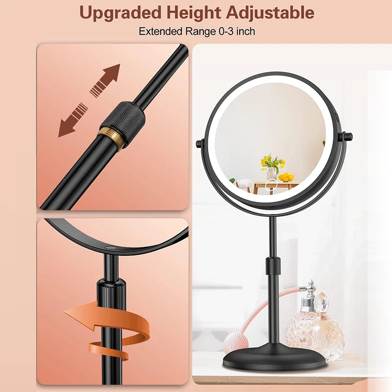 8 Inch 10X Magnification Makeup Mirror 360° Rotating Professional Desktop Cosmetic Mirror 8" Double Sided Magnifier stand