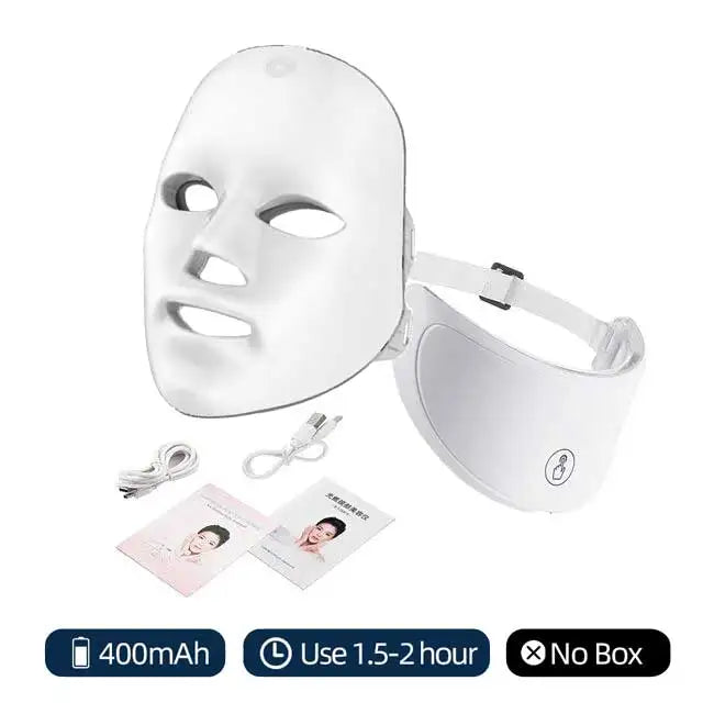 Máscara Facial LED Premium 7 Cores Foreverlily – Fototerapia Facial com Área para Pescoço