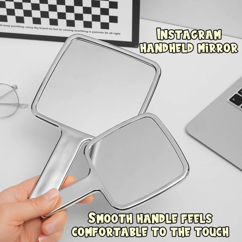 Square Handheld Makeup Mirror Liquid Shape Vanity Mirror with Handle Hand Mirror SPA Salon Compact Mirrors for Eyelash Extension
