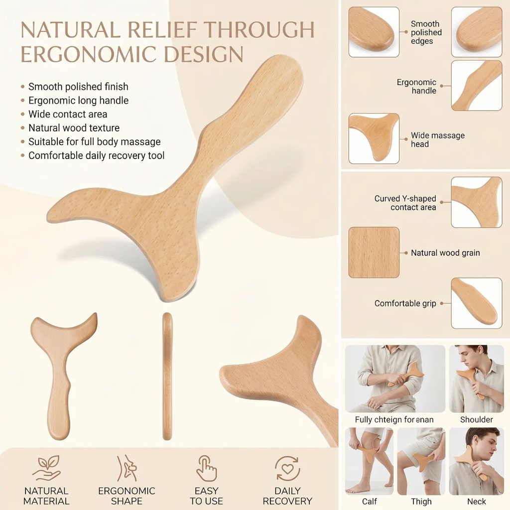 Wood Therapy Massage Tools Set, Wooden Gua Sha Scraping Tool, Body Sculpting Massager for Lymphatic Drainage, Anti-Cellulite