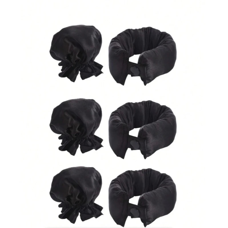 2/4/6Pcs Satin Heatless Curling Set Overnight Curl Blowout Rods Soft Hair Curlers To Sleep in Bun Bons Heatless Curls Bonnet Cap